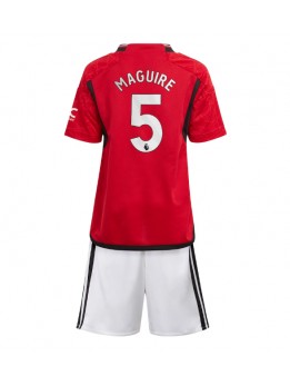 Billige Manchester United Harry Maguire #5 Hjemmedraktsett Barn 2023-24 Kortermet (+ Korte bukser)